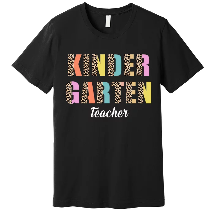 Kinder Garten Teacher Leopard Logo Premium T-Shirt