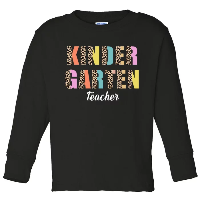 Kinder Garten Teacher Leopard Logo Toddler Long Sleeve Shirt