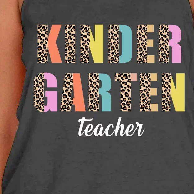 Kinder Garten Teacher Leopard Logo Women's Knotted Racerback Tank