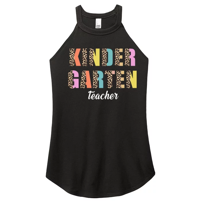 Kinder Garten Teacher Leopard Logo Women’s Perfect Tri Rocker Tank