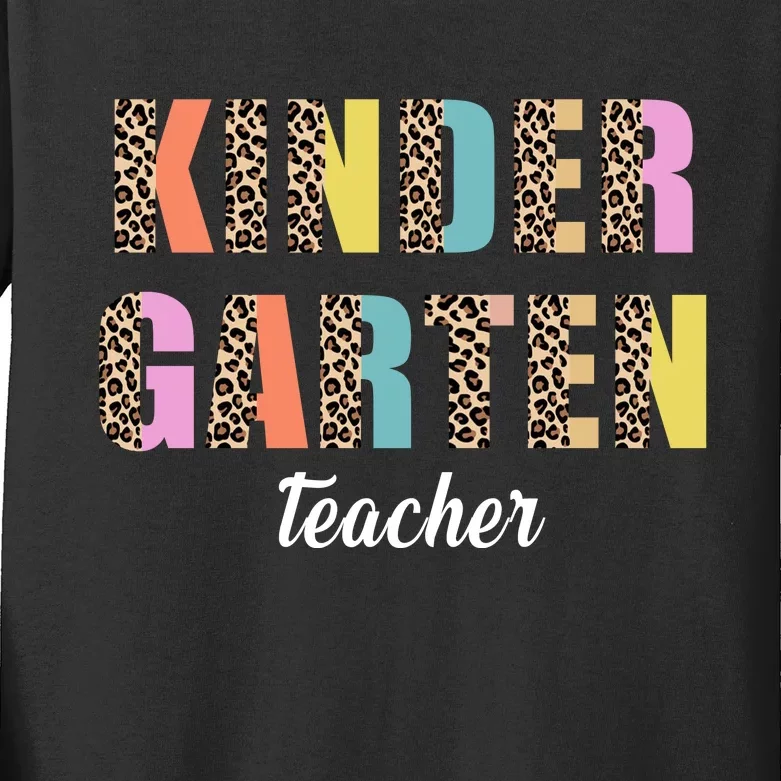 Kinder Garten Teacher Leopard Logo Kids Long Sleeve Shirt