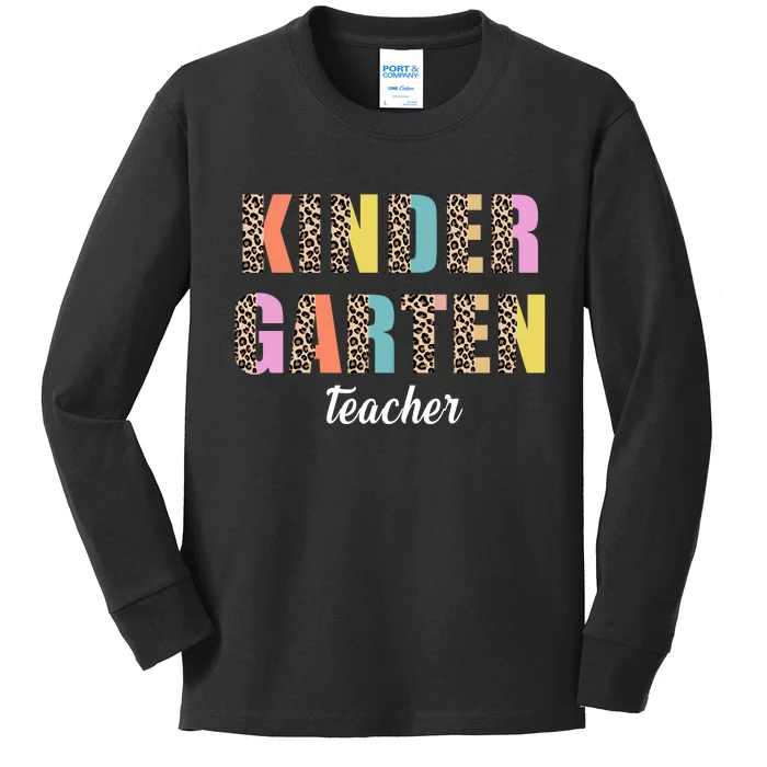 Kinder Garten Teacher Leopard Logo Kids Long Sleeve Shirt