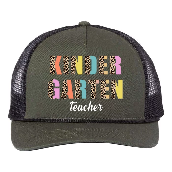 Kinder Garten Teacher Leopard Logo Retro Rope Trucker Hat Cap