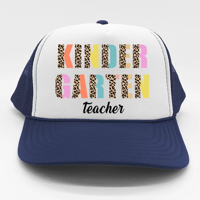 Kinder Garten Teacher Leopard Logo Trucker Hat