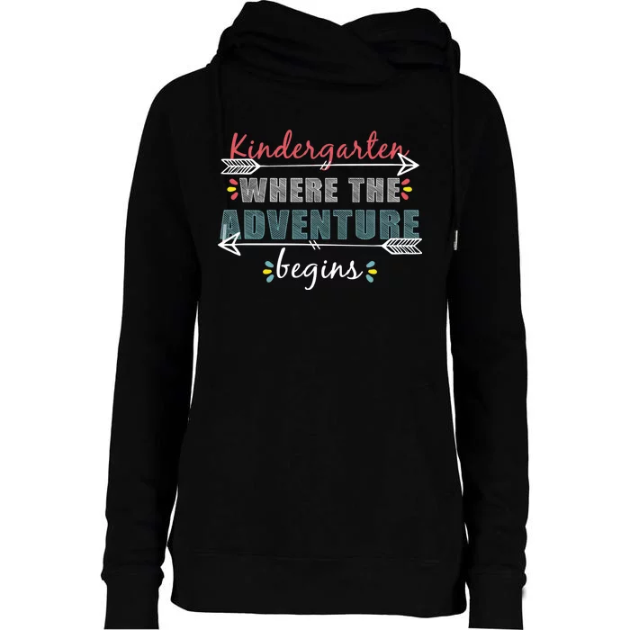 Kindergarten Back To School Adventure Womens Funnel Neck Pullover Hood