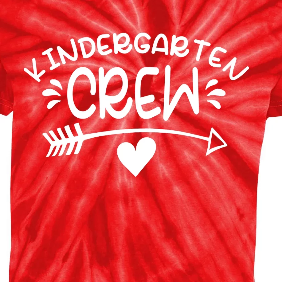 Kindergarten Crew Arrow Hear Simple Logo Kids Tie-Dye T-Shirt