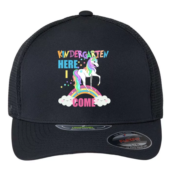 Kindergarten Here I Come Magical Unicorn Flexfit Unipanel Trucker Cap