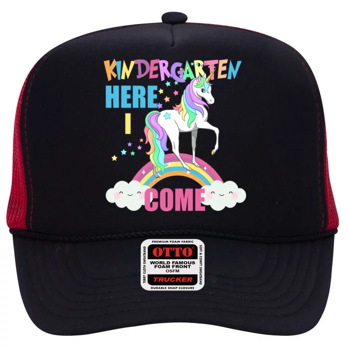 Kindergarten Here I Come Magical Unicorn High Crown Mesh Trucker Hat