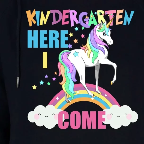 Kindergarten Here I Come Magical Unicorn Womens Funnel Neck Pullover Hood