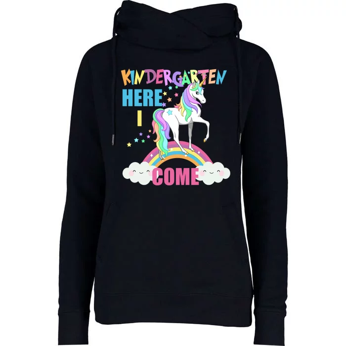 Kindergarten Here I Come Magical Unicorn Womens Funnel Neck Pullover Hood