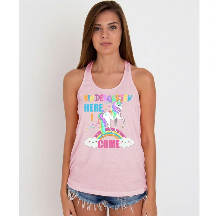 Kindergarten Here I Come Magical Unicorn Women's Knotted Racerback Tank