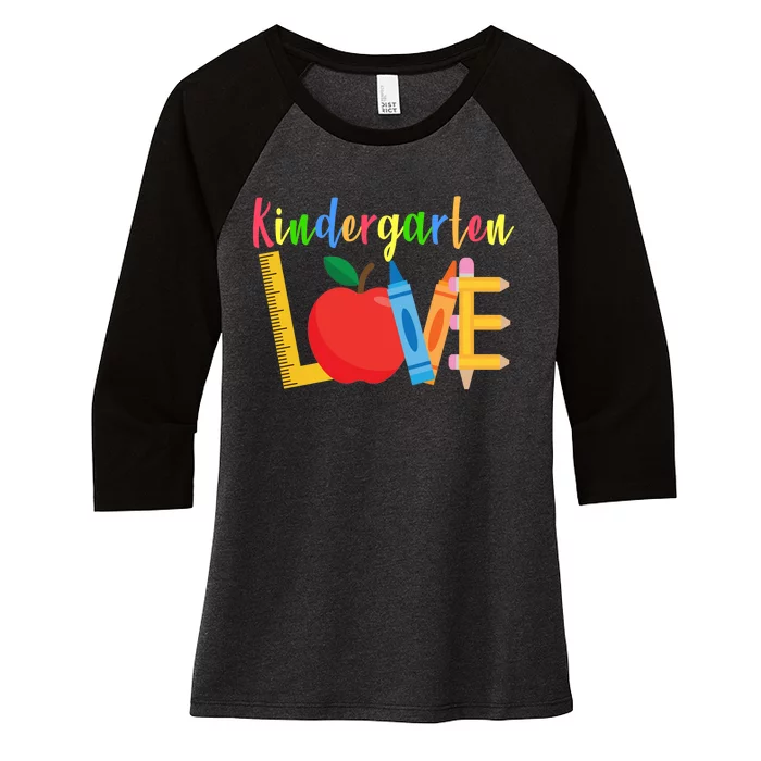 Kindergarten Love Women's Tri-Blend 3/4-Sleeve Raglan Shirt