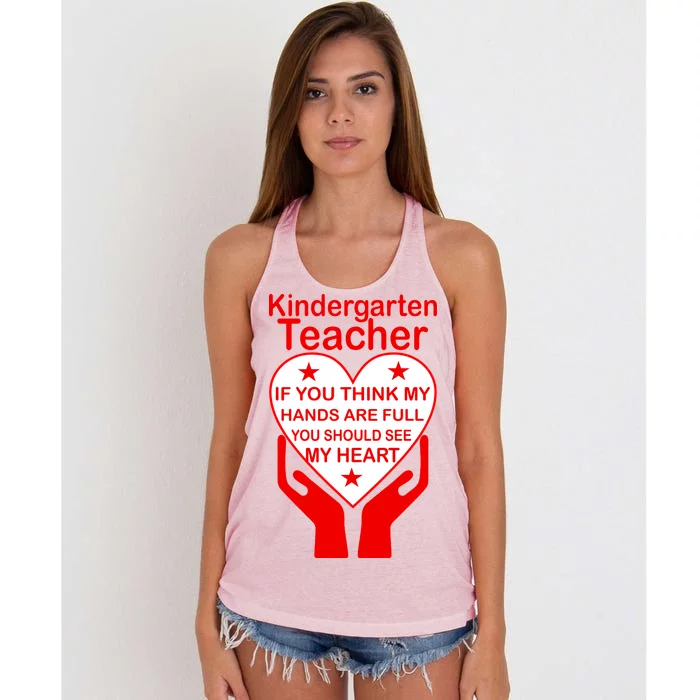 Kindergarten Teacher See My Heart Women's Knotted Racerback Tank