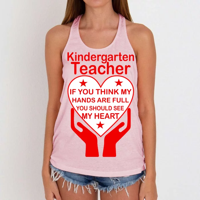 Kindergarten Teacher See My Heart Women's Knotted Racerback Tank