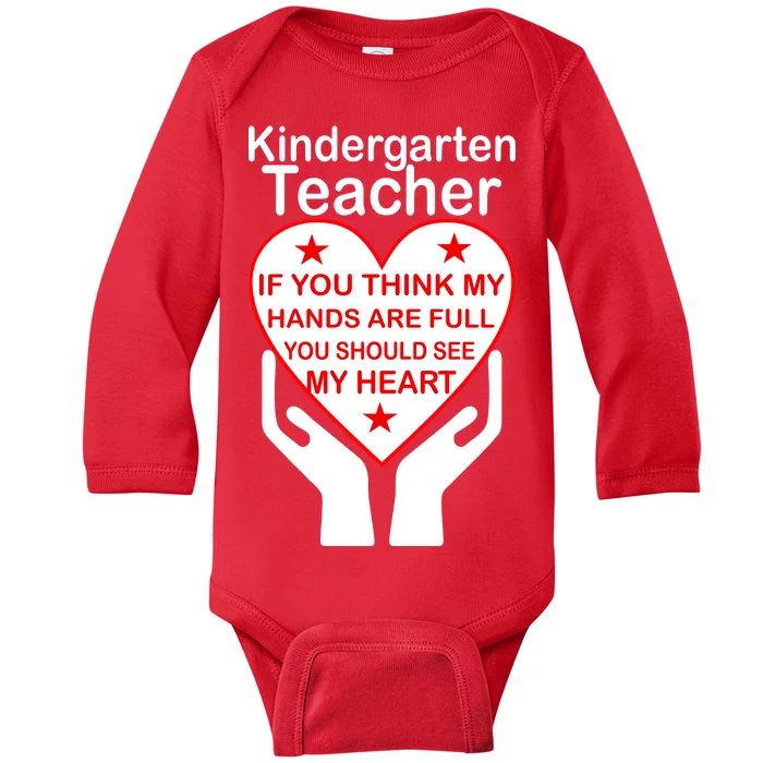 Kindergarten Teacher See My Heart Baby Long Sleeve Bodysuit