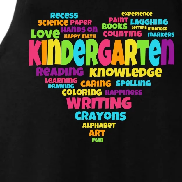 Kindergarten Word Marks Heart Ladies Tri-Blend Wicking Tank