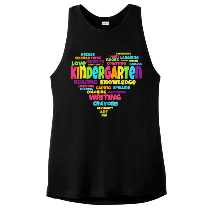 Kindergarten Word Marks Heart Ladies Tri-Blend Wicking Tank