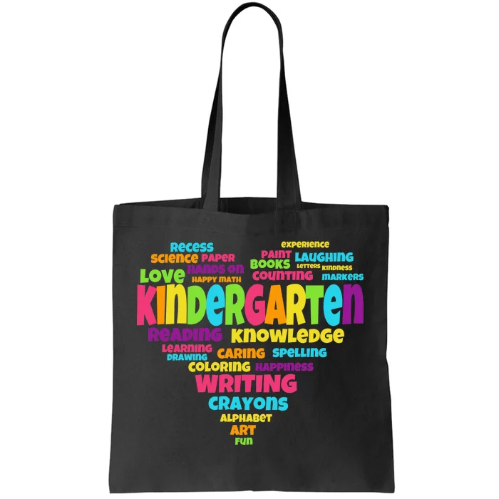 Kindergarten Word Marks Heart Tote Bag