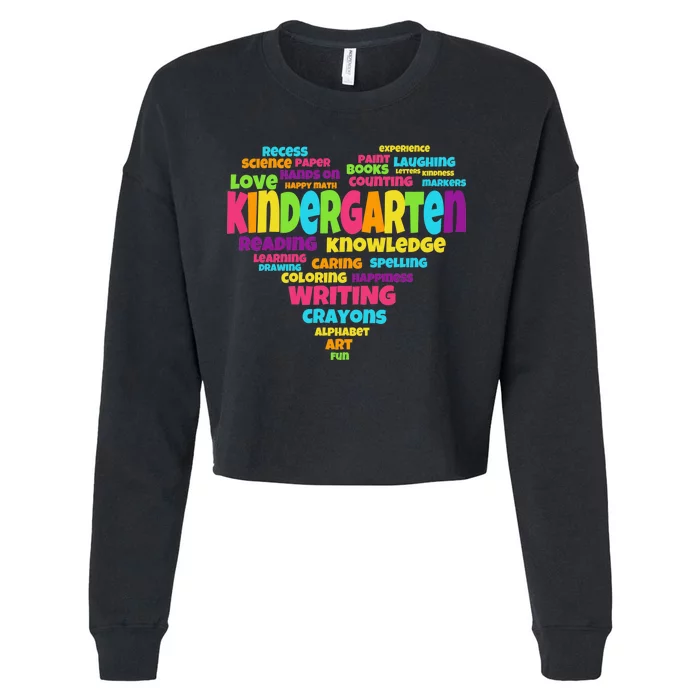 Kindergarten Word Marks Heart Cropped Pullover Crew