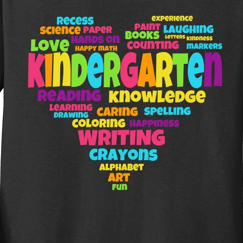 Kindergarten Word Marks Heart Kids Long Sleeve Shirt