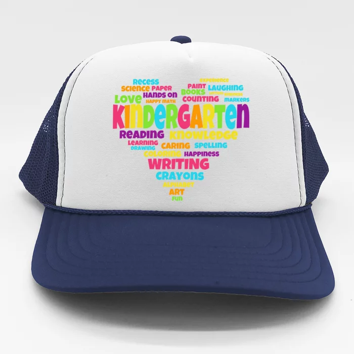 Kindergarten Word Marks Heart Trucker Hat