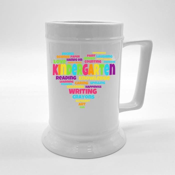 Kindergarten Word Marks Heart Front & Back Beer Stein