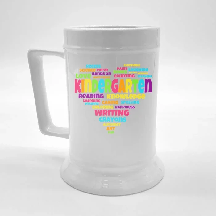 Kindergarten Word Marks Heart Front & Back Beer Stein