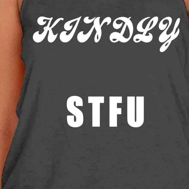 Kindly STFU Funny Offensive Sayings Women's Knotted Racerback Tank