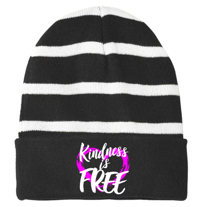 Kindness Is Free Striped Beanie with Solid Band