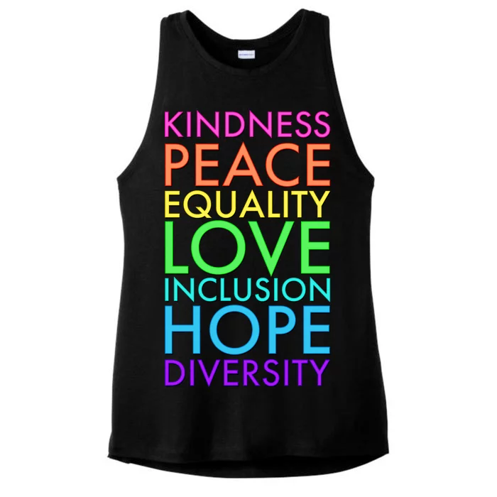 Kindness Peace Equality Love Hope Diversity Ladies Tri-Blend Wicking Tank