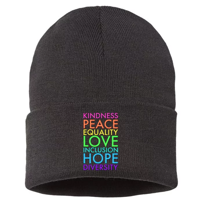 Kindness Peace Equality Love Hope Diversity Sustainable Knit Beanie