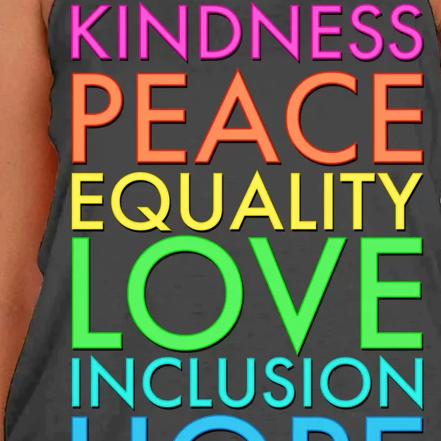 Kindness Peace Equality Love Hope Diversity Women's Knotted Racerback Tank