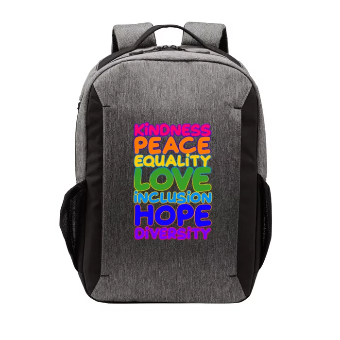 Kindness Peace Equality Love Inclusion Hope Diversity Rainbow Vector Backpack