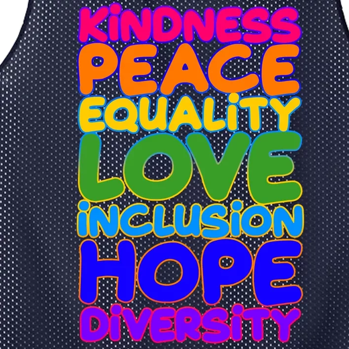 Kindness Peace Equality Love Inclusion Hope Diversity Rainbow Mesh Reversible Basketball Jersey Tank