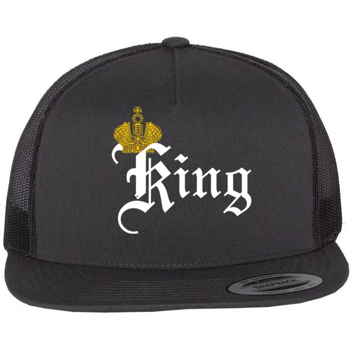 King Crown Old English Logo Flat Bill Trucker Hat