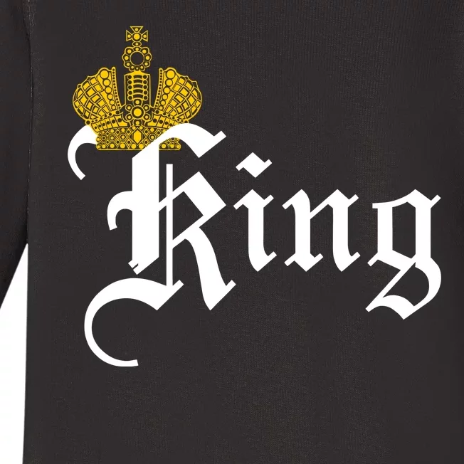 King Crown Old English Logo Baby Long Sleeve Bodysuit