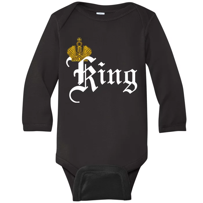 King Crown Old English Logo Baby Long Sleeve Bodysuit