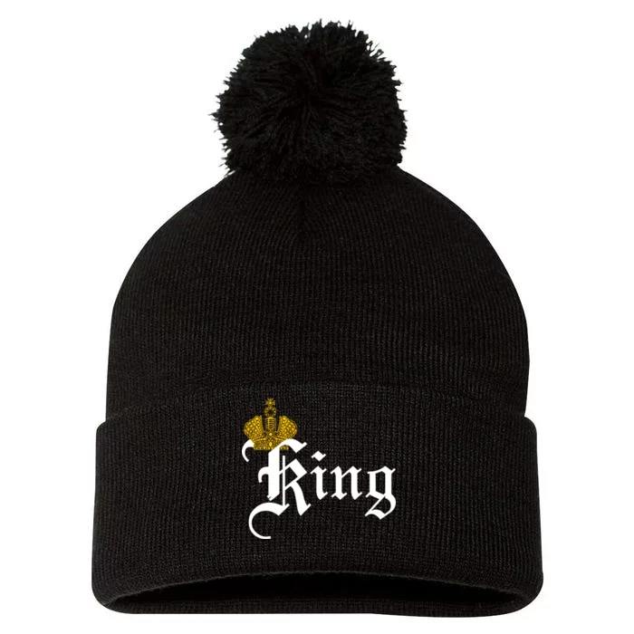 King Crown Old English Logo Pom Pom 12in Knit Beanie