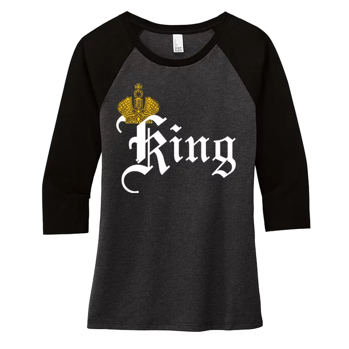 King Crown Old English Logo Women's Tri-Blend 3/4-Sleeve Raglan Shirt