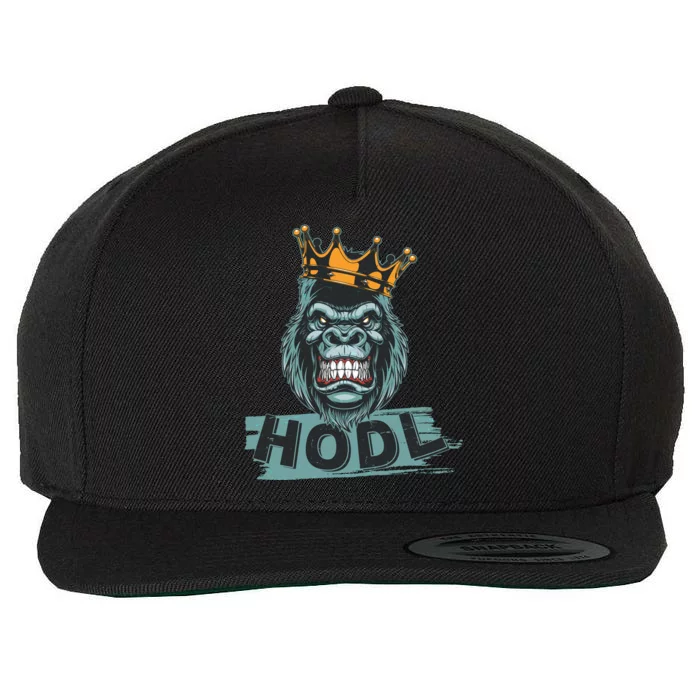 King Gorilla Apes HODL Wall Street Stock Market Wool Snapback Cap