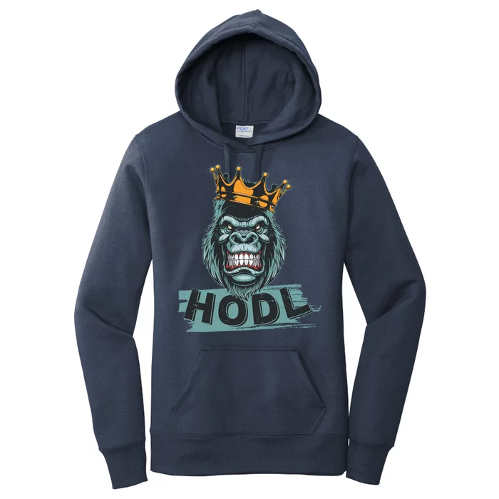 King Gorilla Apes HODL Wall Street Stock Market Women's Pullover Hoodie