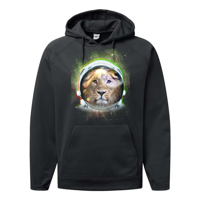 King Of The Universe Lion Space Astronaut Helmet Performance Fleece Hoodie