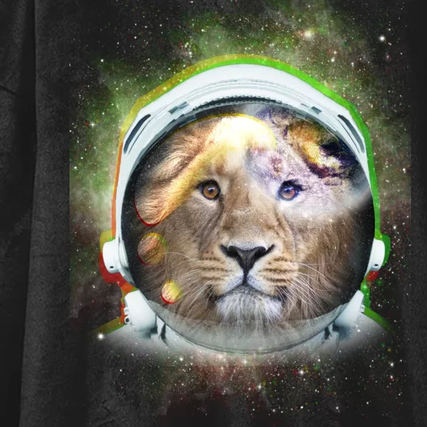 King Of The Universe Lion Space Astronaut Helmet Hooded Wearable Blanket