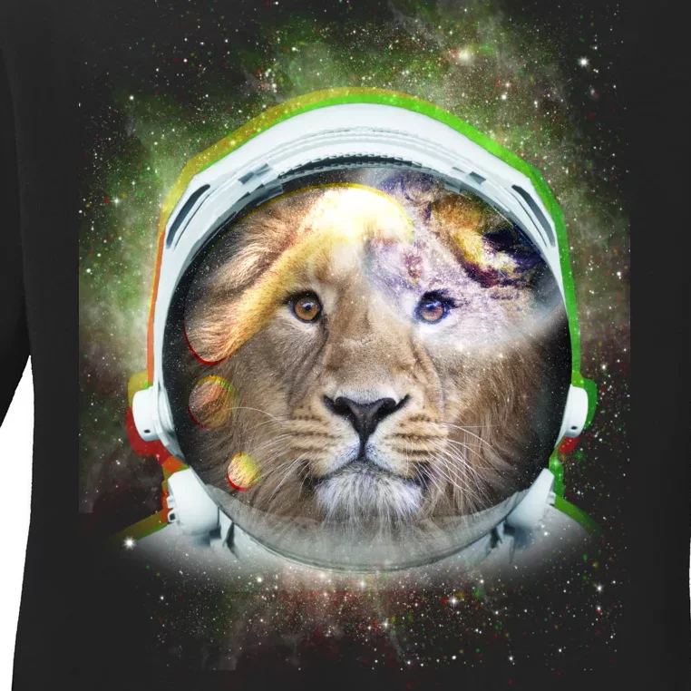 King Of The Universe Lion Space Astronaut Helmet Ladies Long Sleeve Shirt