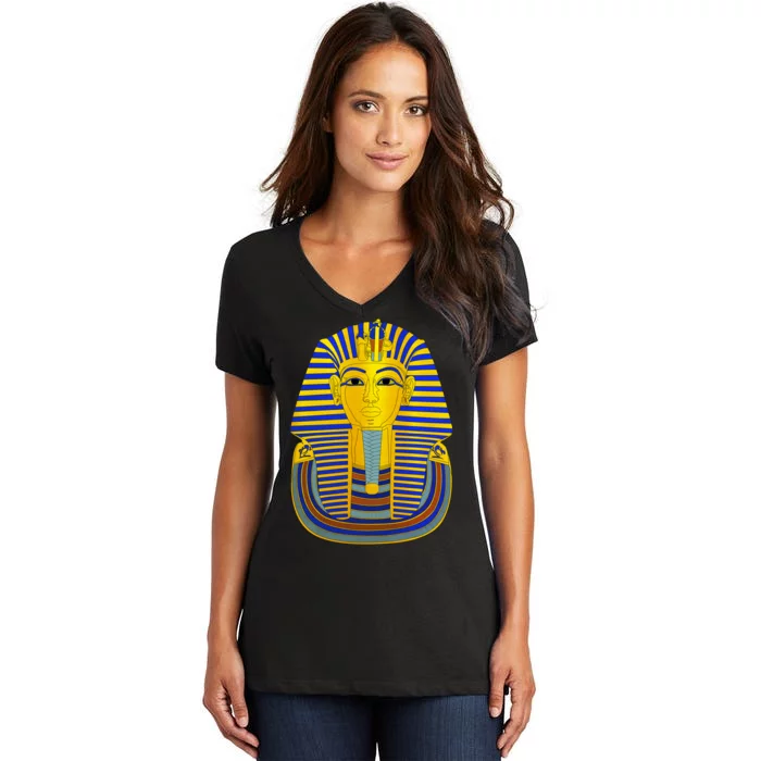 King Tut Pharaoh Egyptian Women's V-Neck T-Shirt