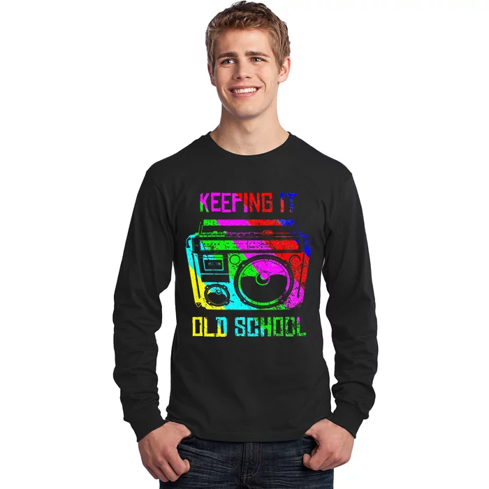 Keeping It Old School 80s 90s Portable Stereo Retro Music Long Sleeve Shirt