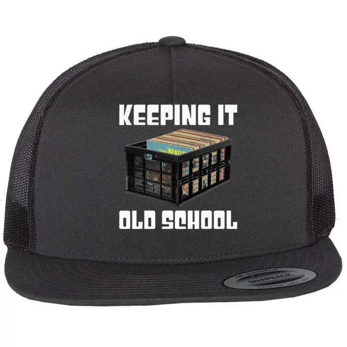 Keeping It Old School Music Vinyl Records Lp Lover Flat Bill Trucker Hat