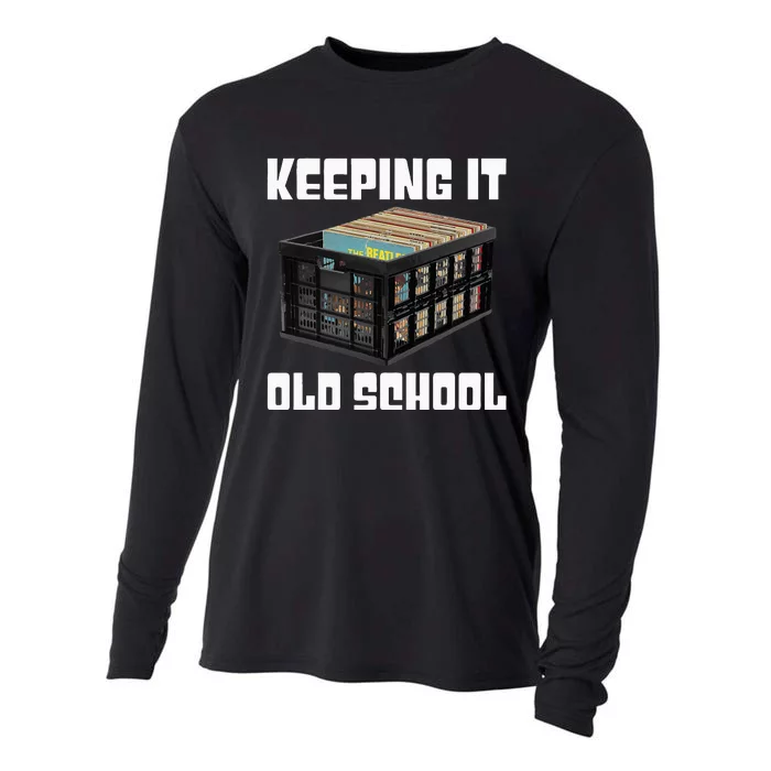 Keeping It Old School Music Vinyl Records LP Lover Cooling Performance Long Sleeve Crew