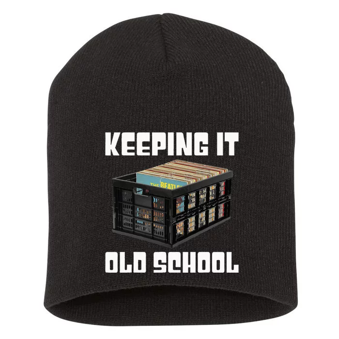 Keeping It Old School Music Vinyl Records LP Lover Short Acrylic Beanie