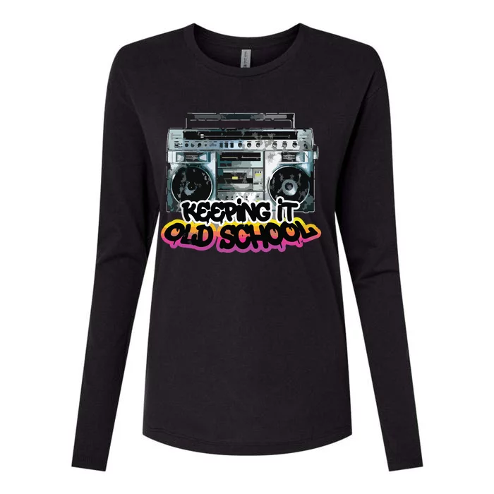 Keeping It Old School Vintage Boombox 80s Womens Cotton Relaxed Long Sleeve T-Shirt